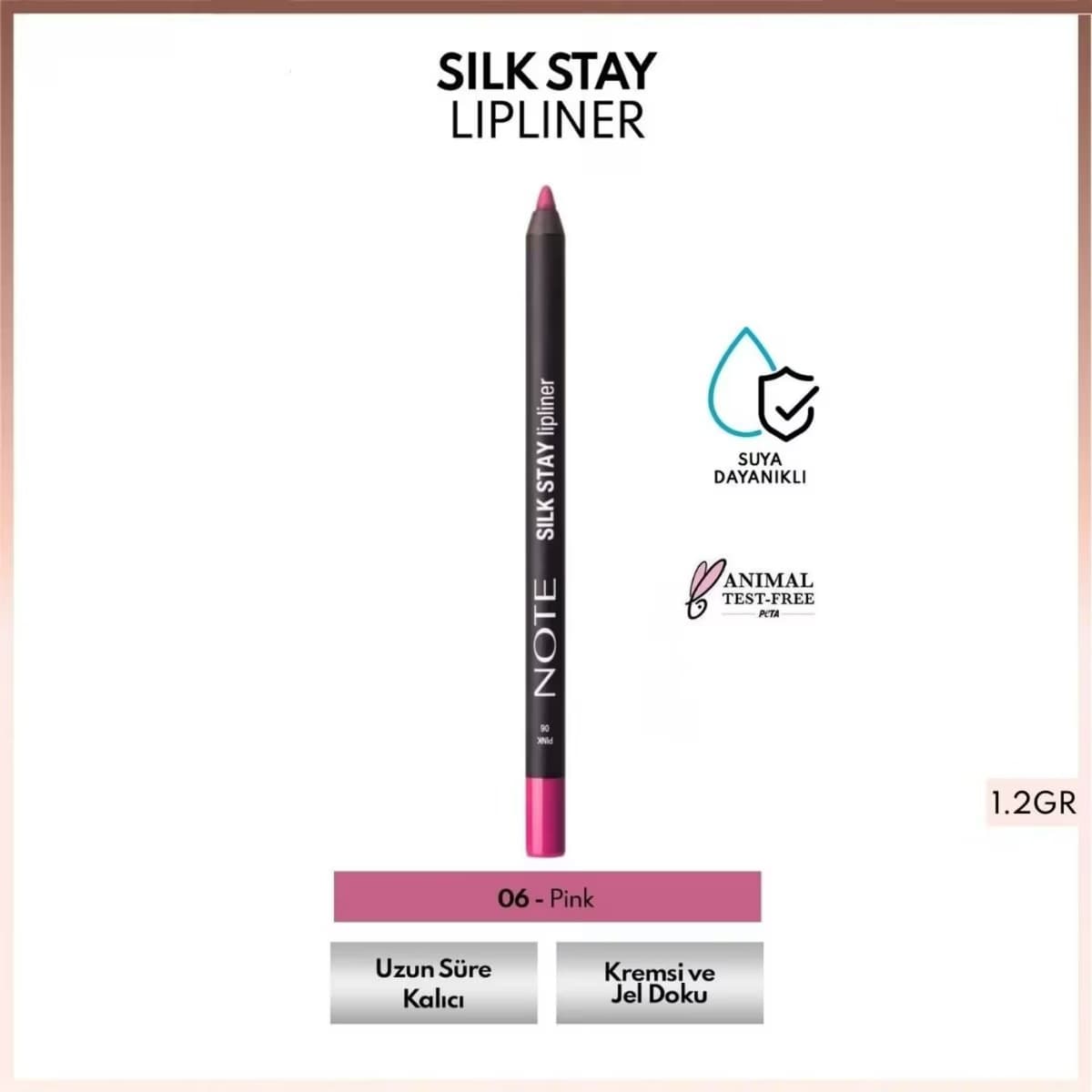 Note Silk Stay Lipliner 06 Pink, 1 Adet 2