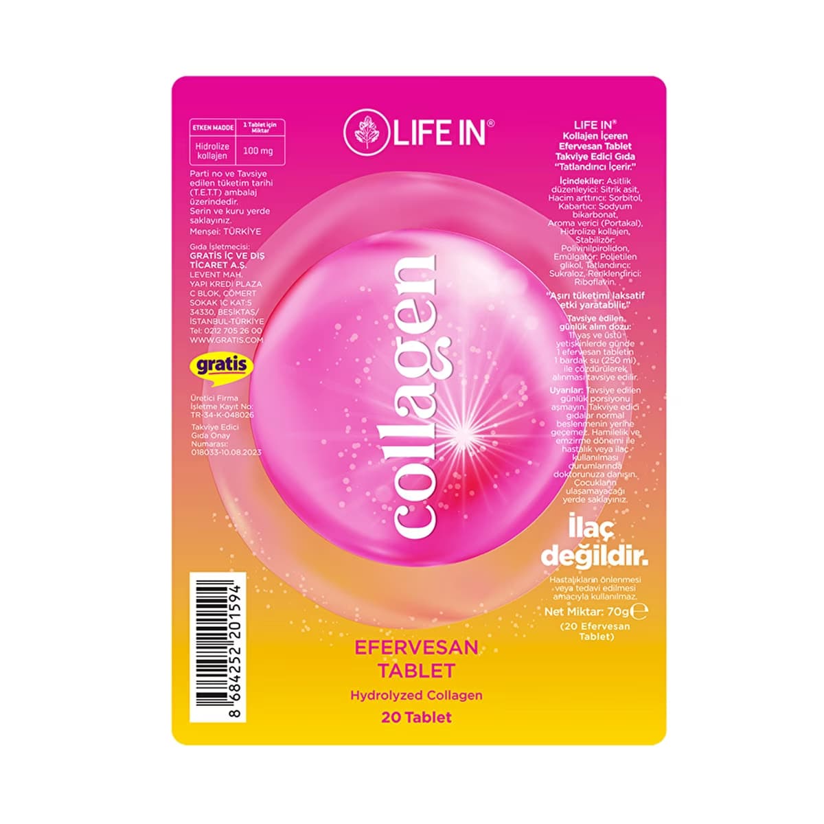 Life In Kolajen Efervesan 20 Tablet - Gratis 2