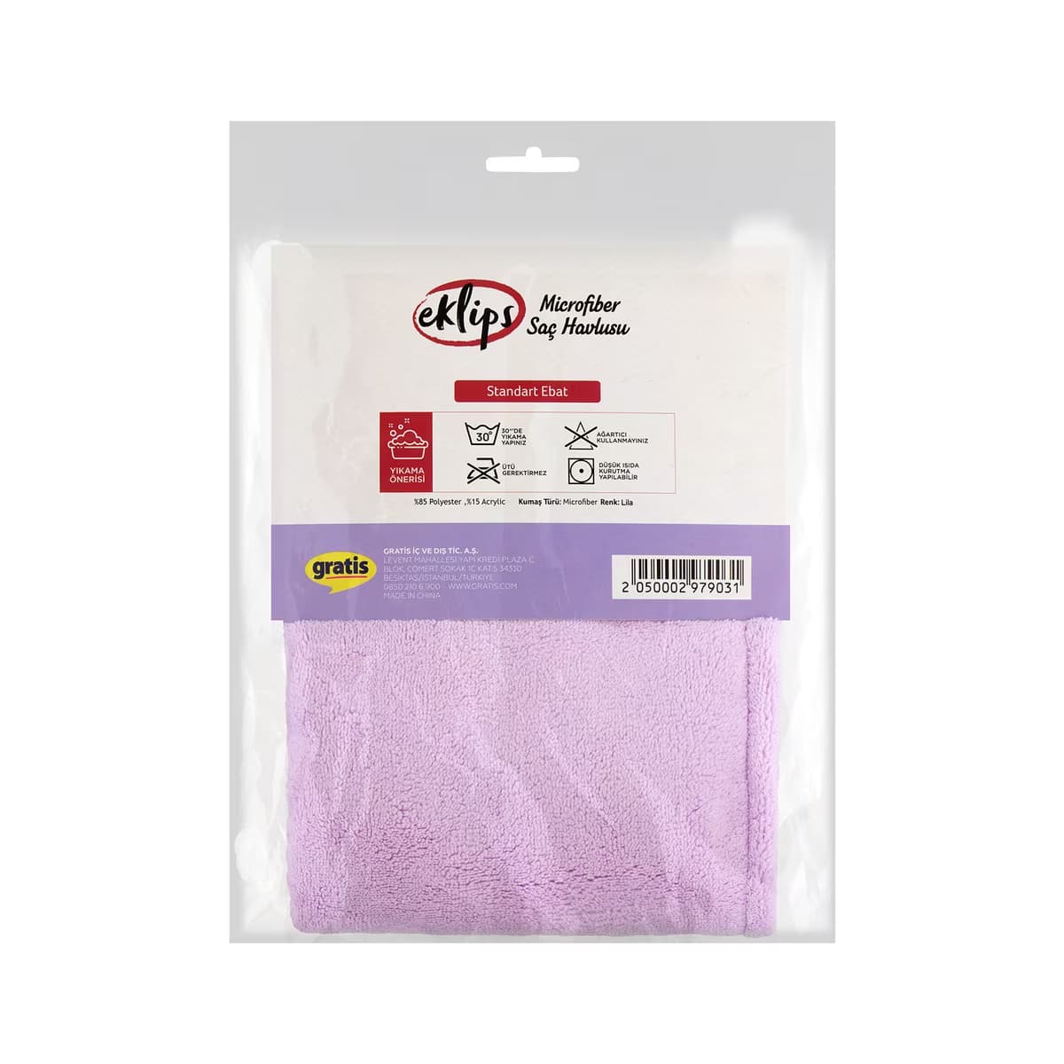 Eklips Lila Microfiber Saç Havlusu - Gratis 2
