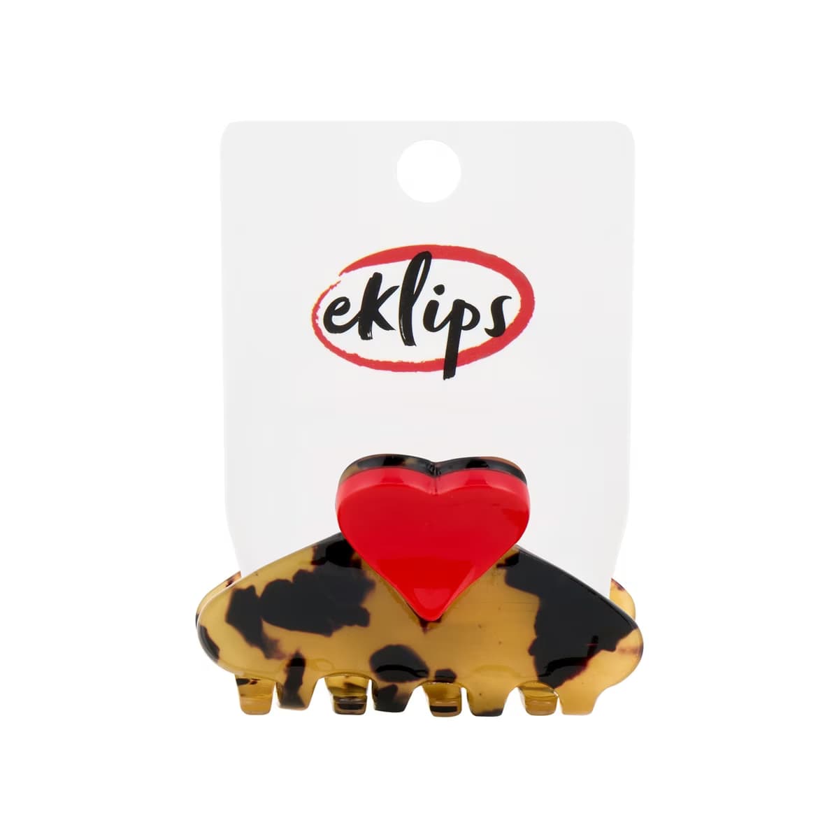 Eklips Leopar Kırmızı Kalp Mandal Toka - Gratis