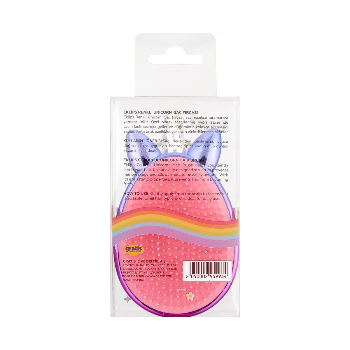 Eklips Renkli Unicorn Saç Fırçası - Gratis 2