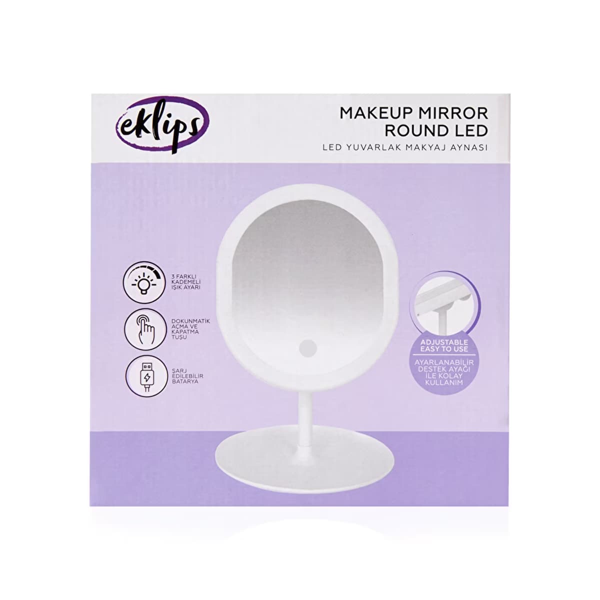 Eklips Makyaj Aynası Yuvarlak Led - Gratis 2