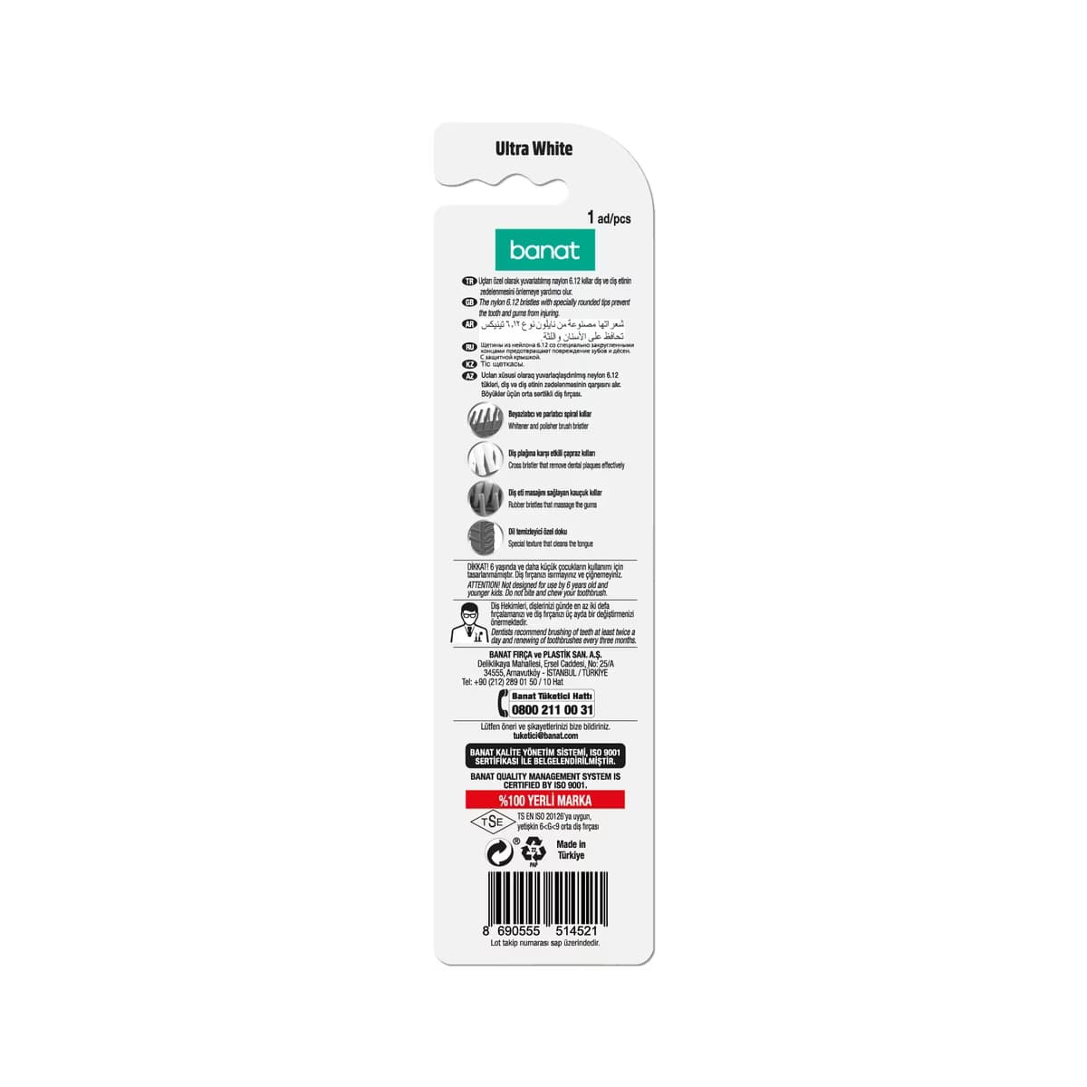 Banat Ultra White Diş Fırçası (Orta) - Gratis 2
