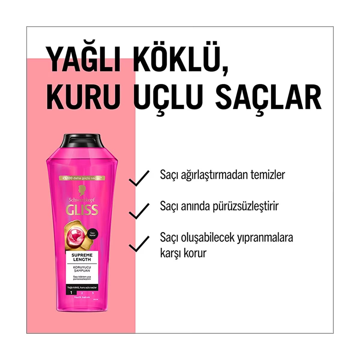 Gliss Supreme Length Şampuan 400 ml - Gratis 3