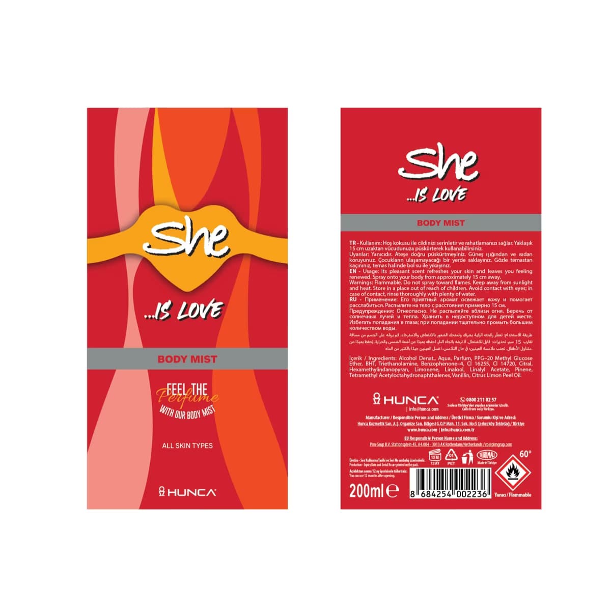 She Love Kadın Vücut Spreyi 200 ml - Gratis 2