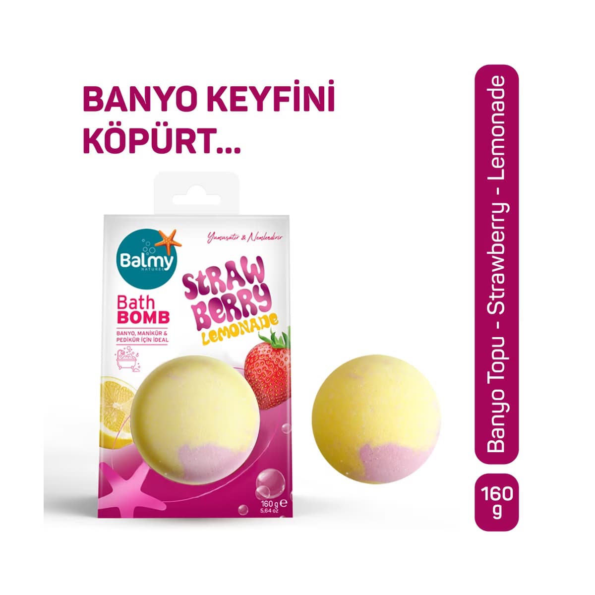 Balmy Banyo Topu Çilek Limonata 160 gr - Gratis