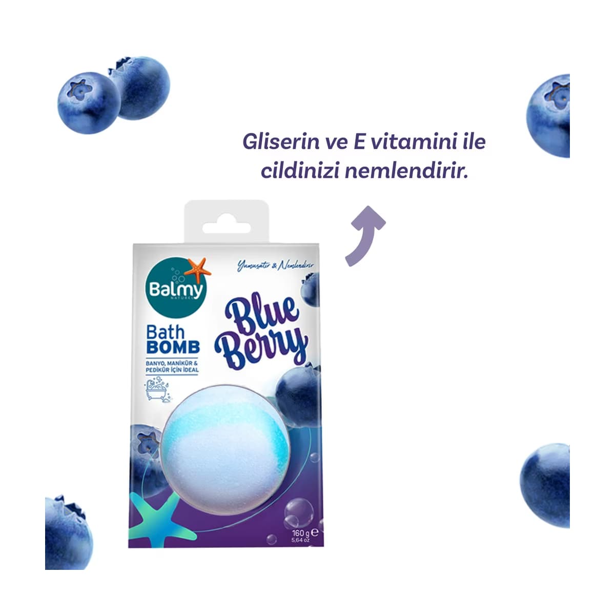 Balmy Banyo Topu Blueberry 160 gr - Gratis 2
