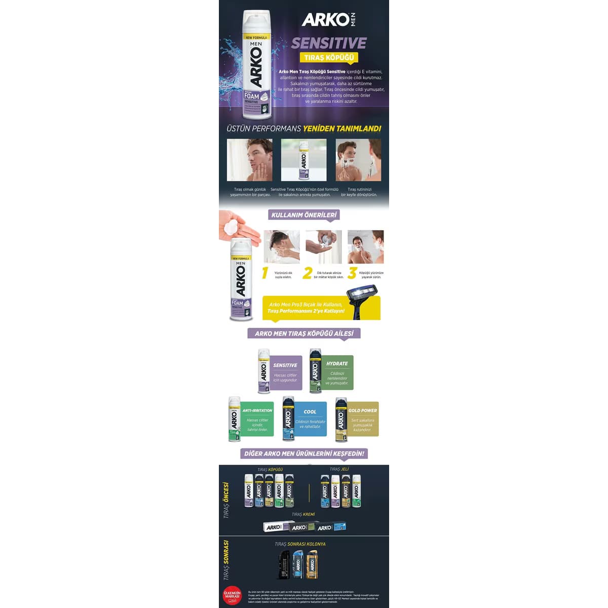 Arko Men Tıraş Köpüğü Sensitive 200 ml - Gratis 2