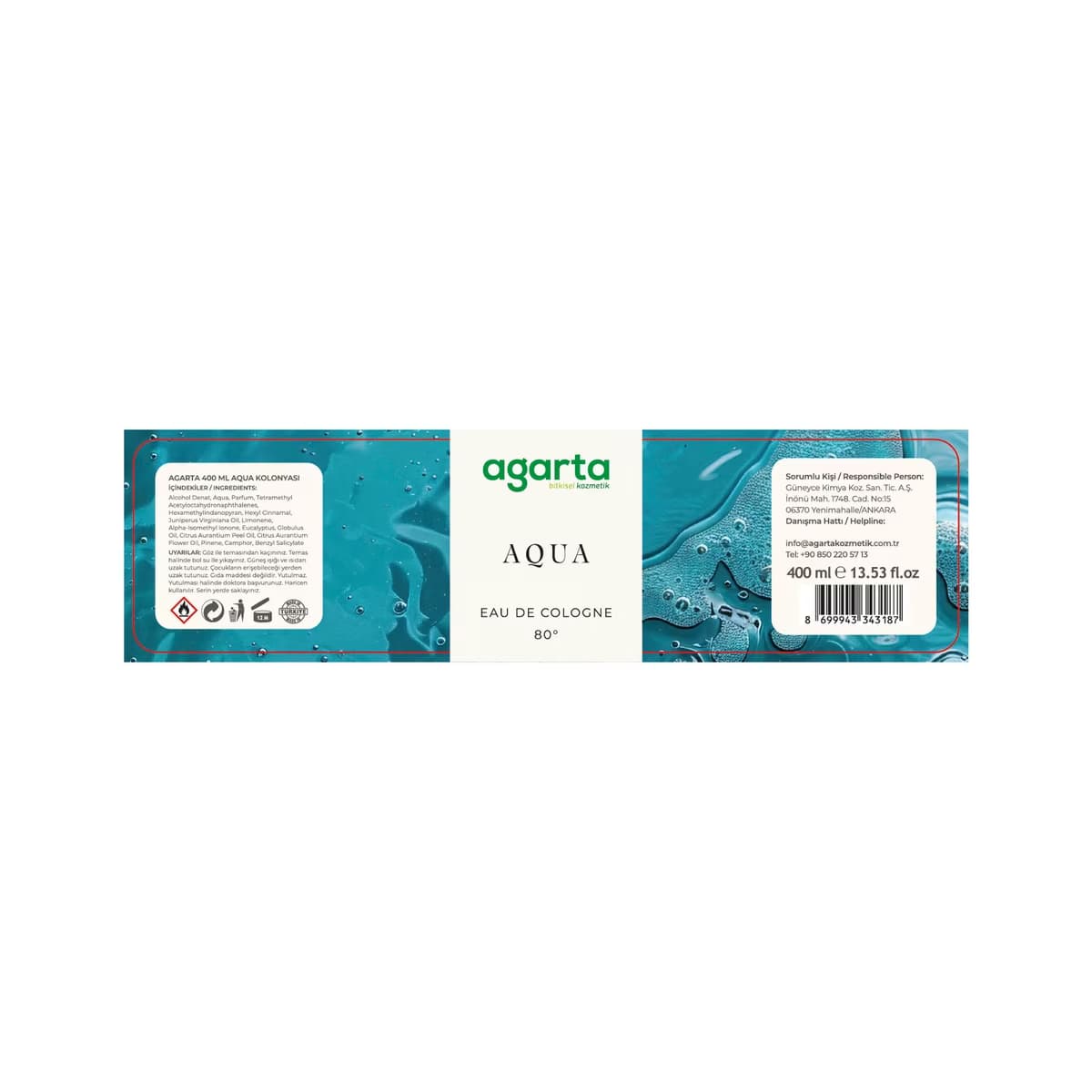 Agarta Aqua Kolonya 400 ml - Gratis 2