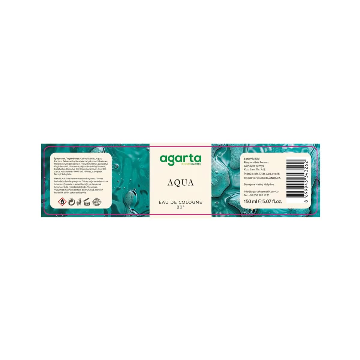 Agarta Aqua Kolonya 150 ml - Gratis 2