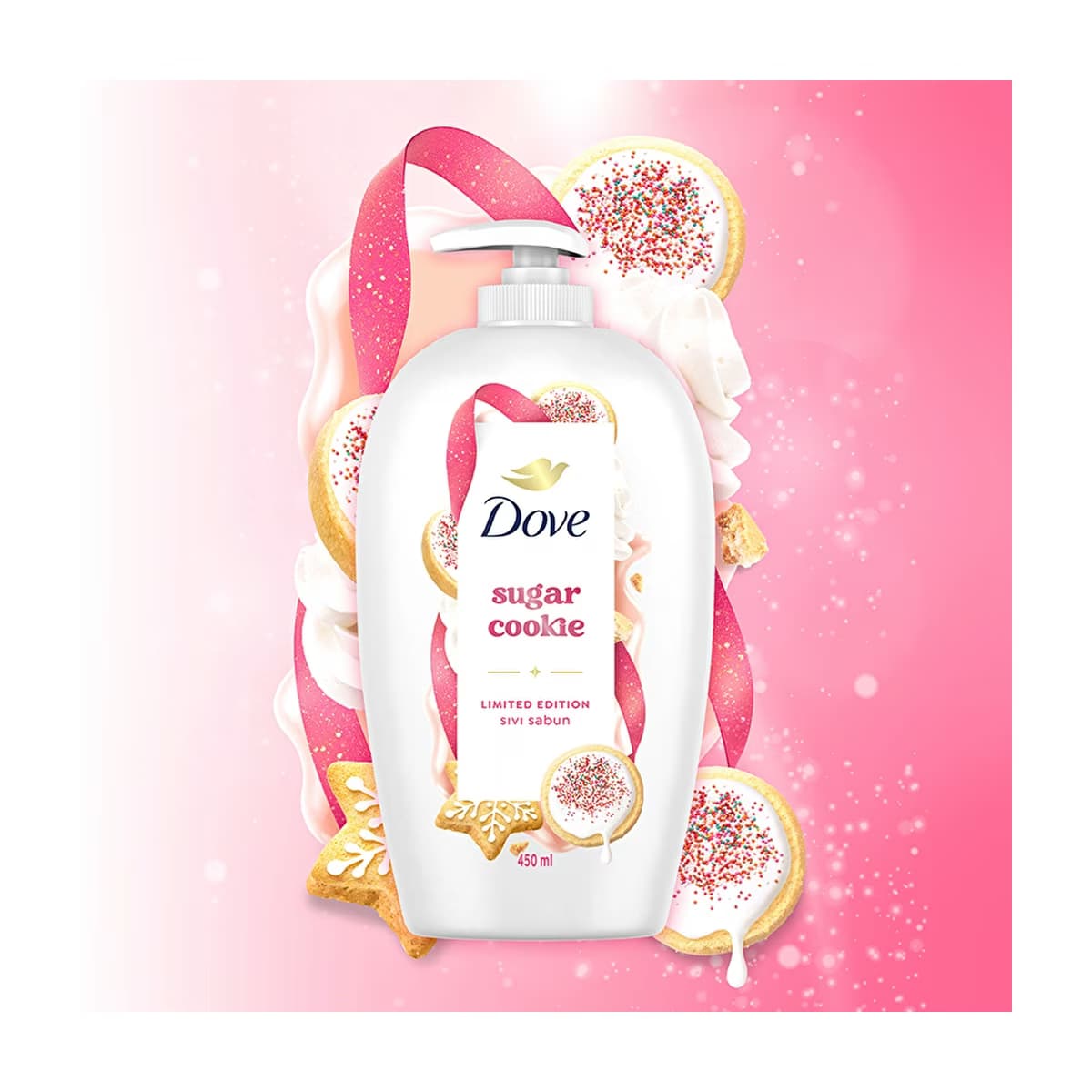 Dove Sugar Cookie Sıvı Sabun 450 ml - Gratis 3