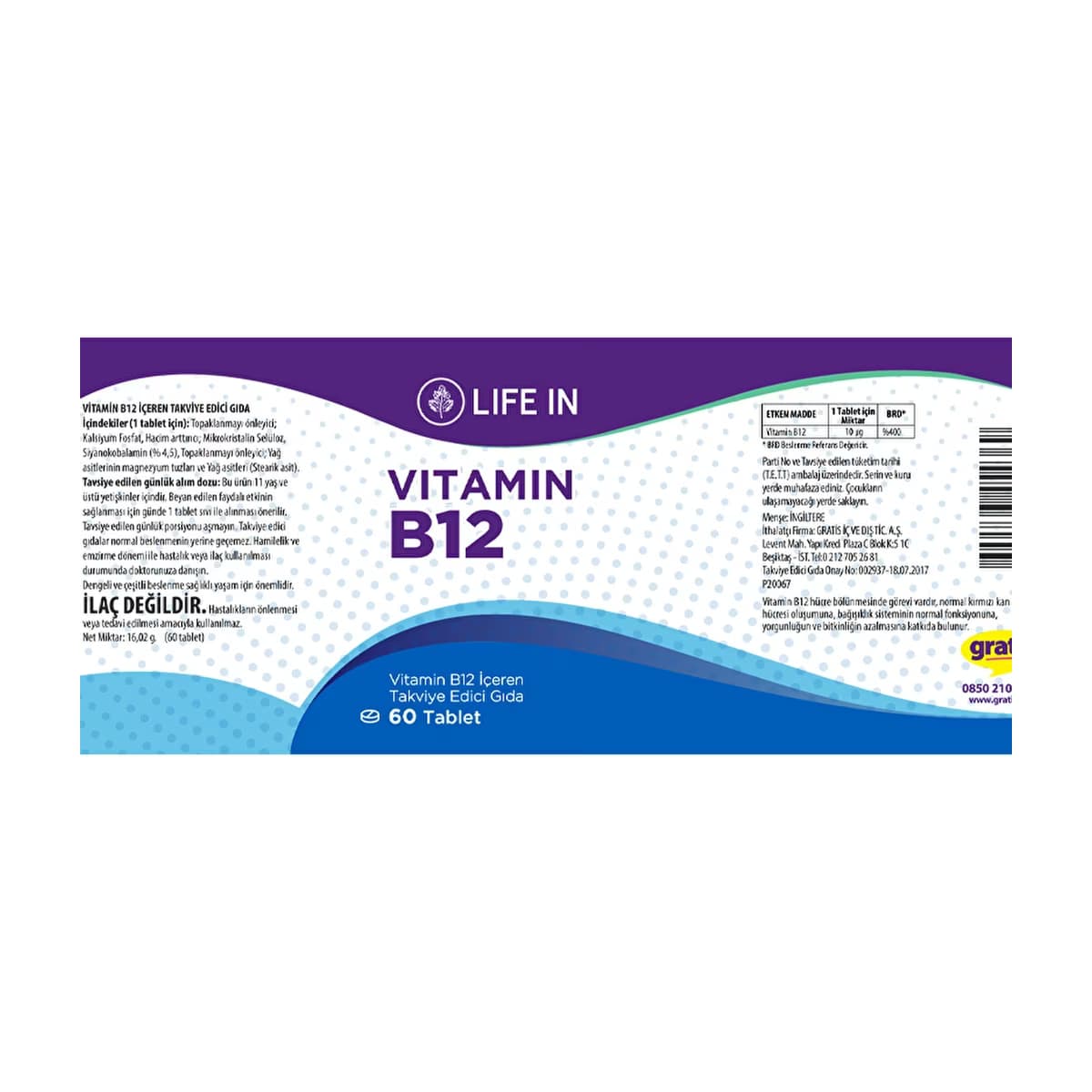 Life In B12 Vitamin 60 Tablet - Gratis 2