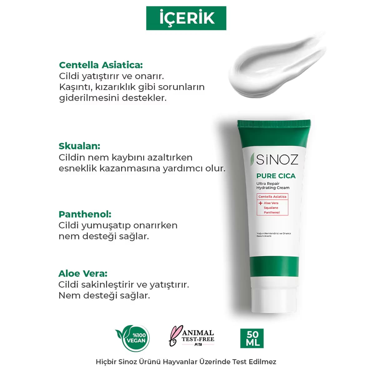 Sinoz Cica Onarıcı Bakım Kremi 50 ml 3