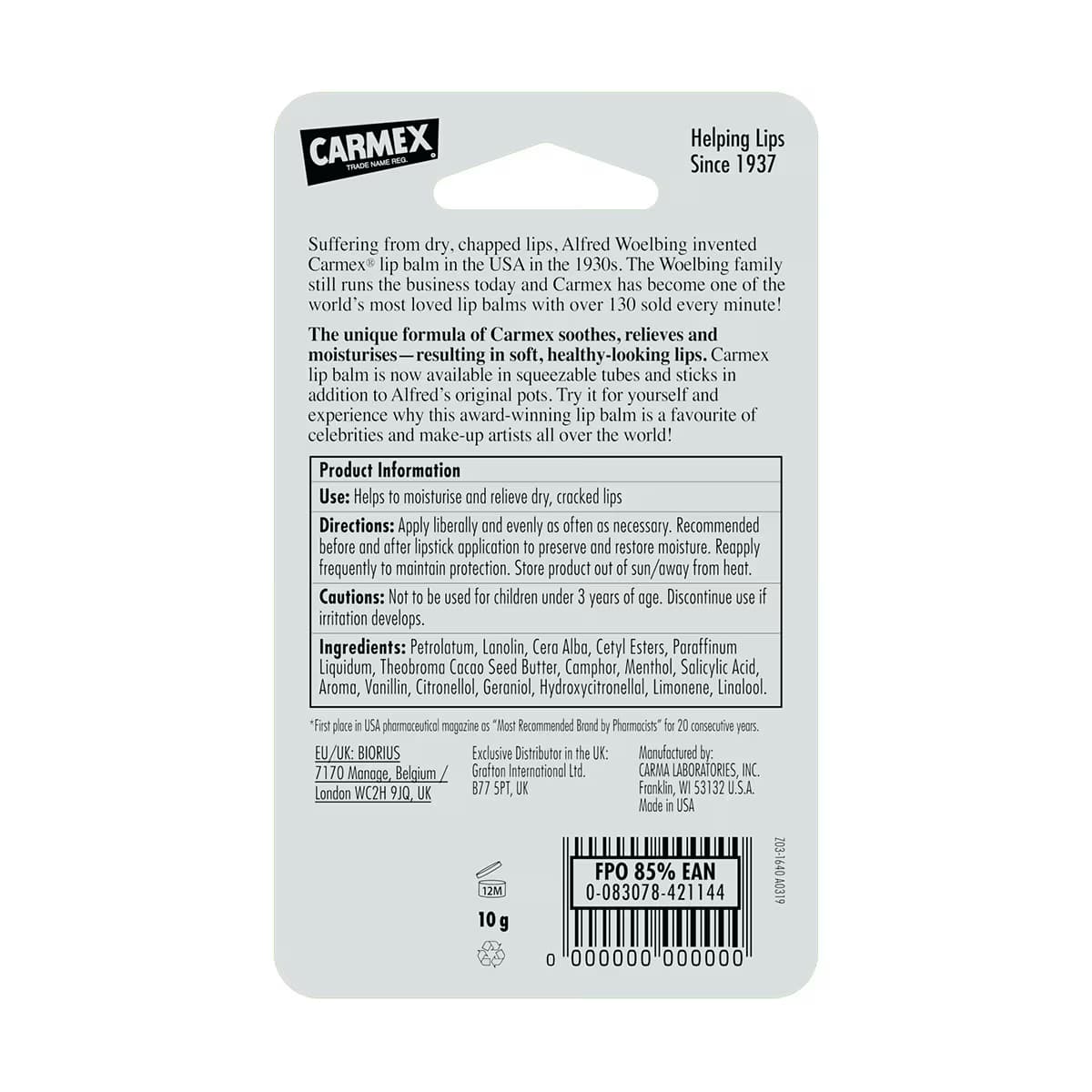 Carmex Orijinal Dudak Balmı 10 gr 2