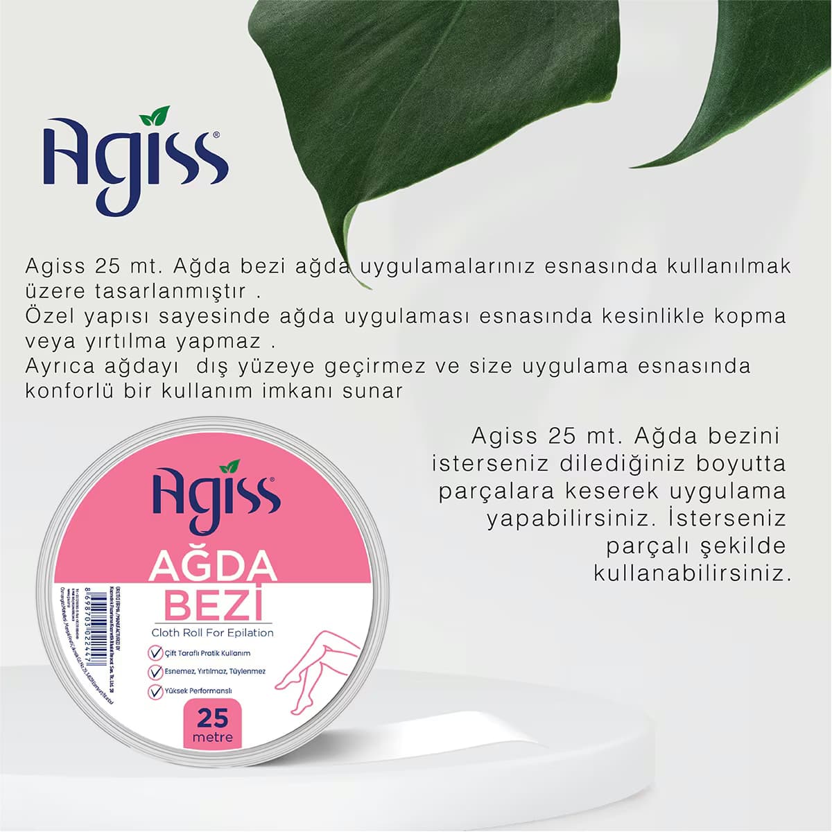 Agiss Ağda Bezi 25 mt. Rulo 3