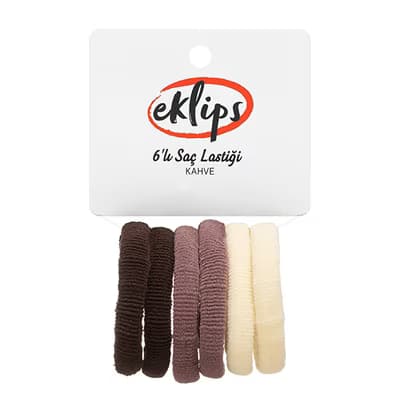 Eklips 6'lı Saç Lastiği Kahve - Gratis