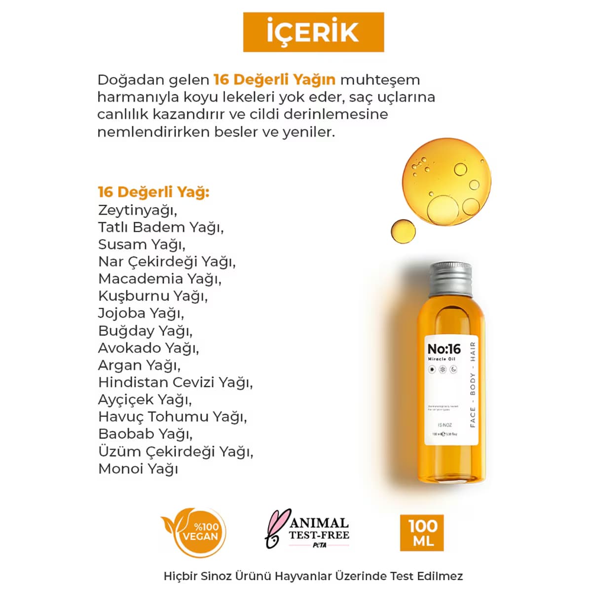 Sinoz No: 16 Mucizevi Bakım Yağı 100 ml 3