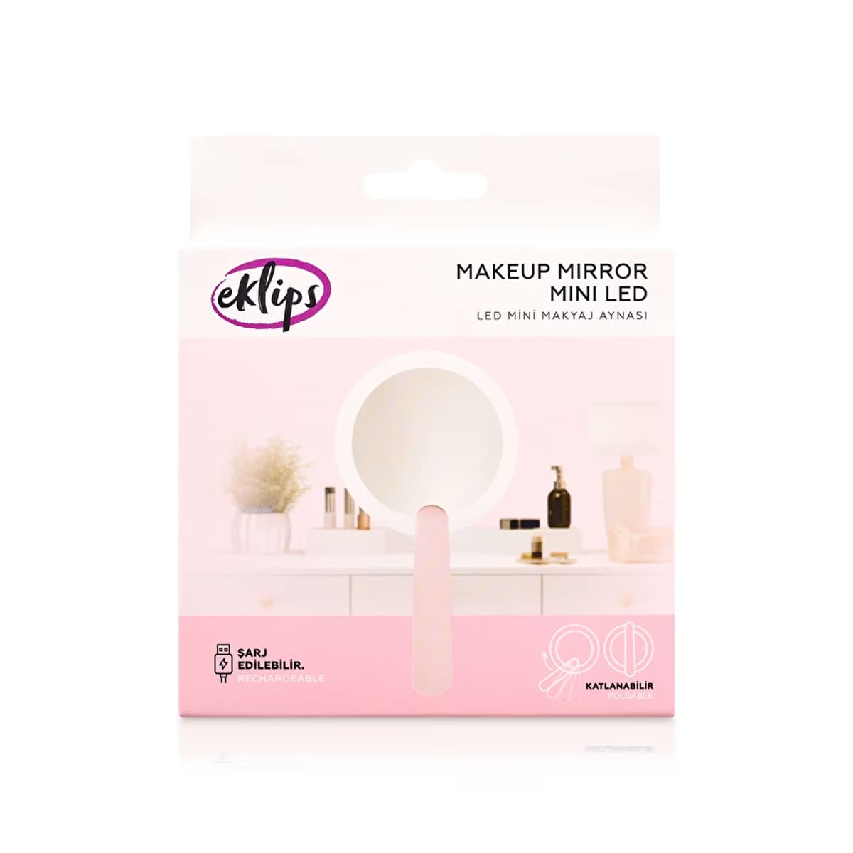 Eklips Mini Makyaj Aynası Led Pembe - Gratis