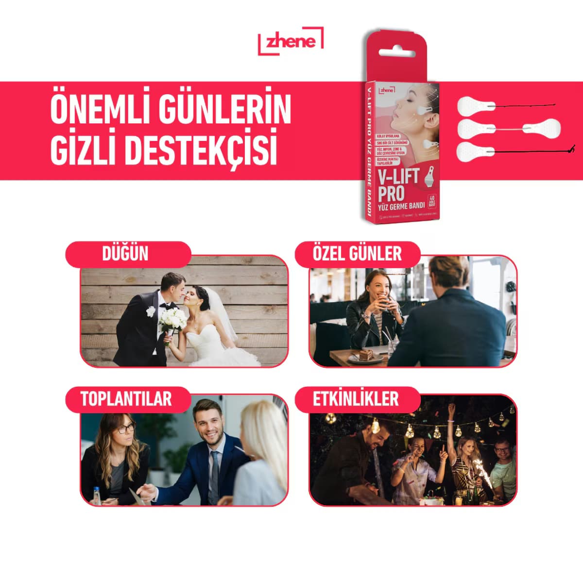 Zhene V-Lift Pro Yüz Germe Bandı 40 Adet 5