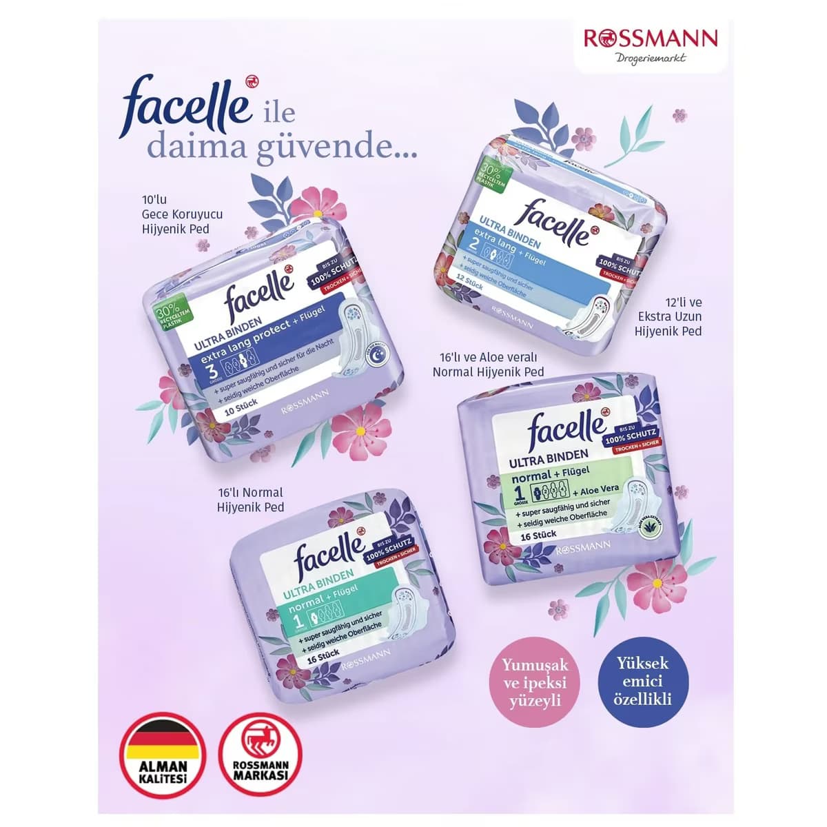 Facelle Ped Ultra Gece Koruma Kanatlı 10'lu 4