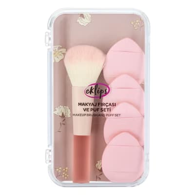 Eklips Makyaj Fırçası ve Puf Seti - Gratis