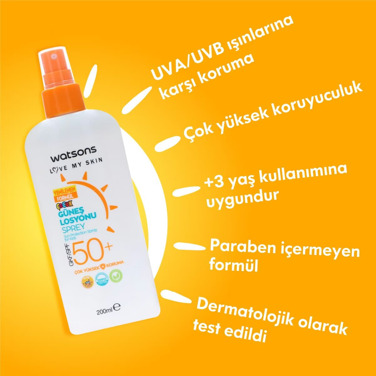 Watsons Sun Çocuk Sprey Spf50+ 200 ml 4