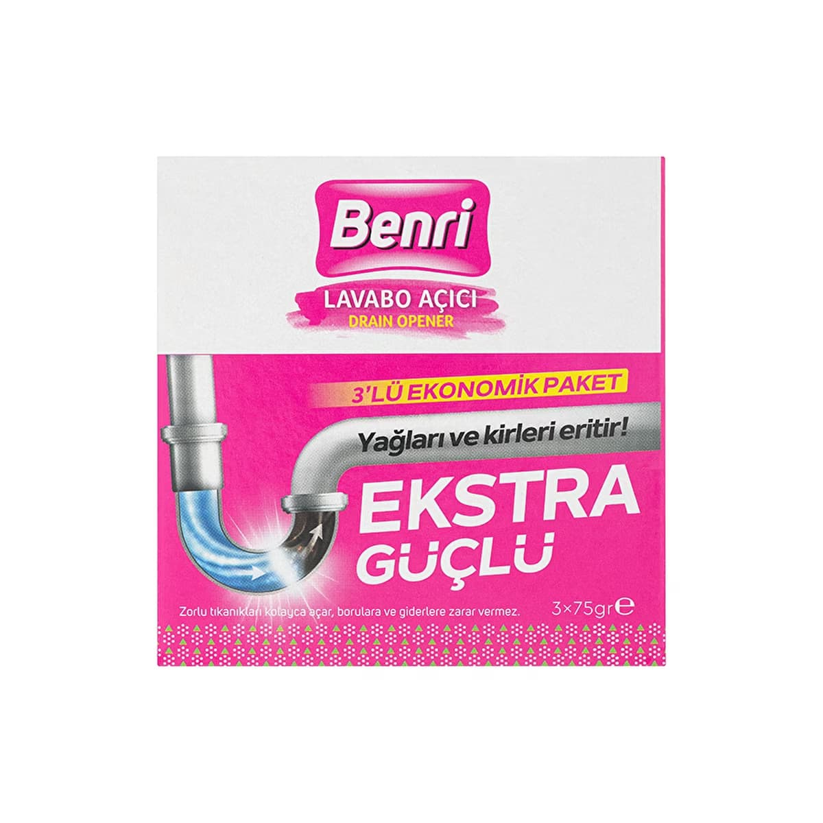 Benri Granül Lavabo Açıcı 3 x 75 gr - Gratis