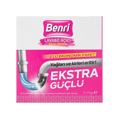 Benri Granül Lavabo Açıcı 3 x 75 gr - Gratis