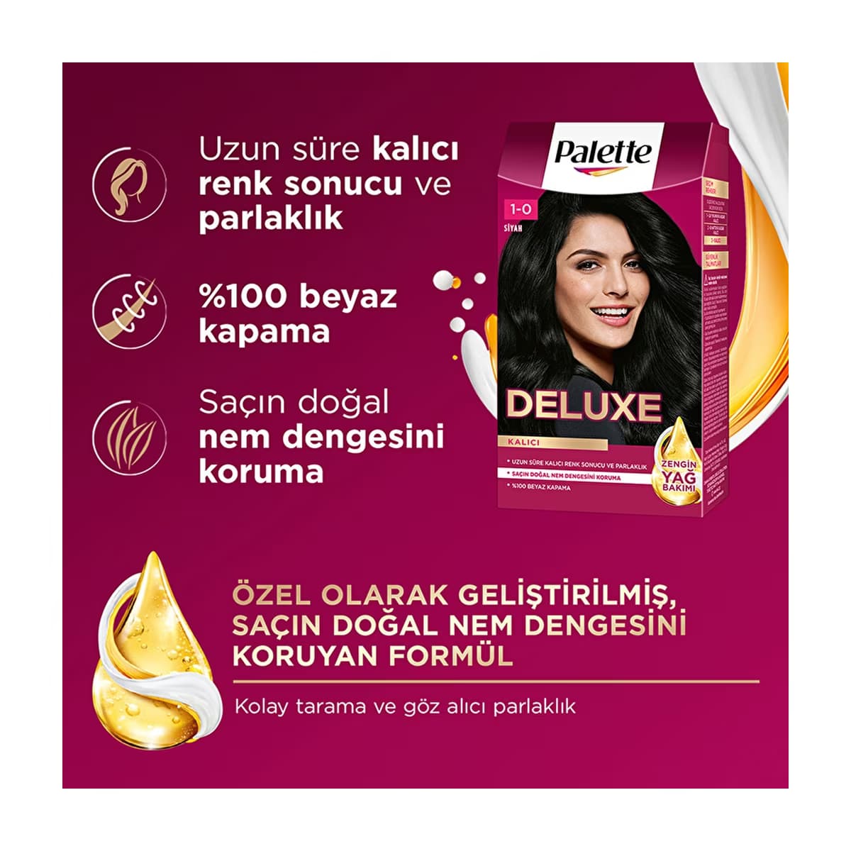 Palette Deluxe Saç Boyası 1-0 Siyah - Gratis 3