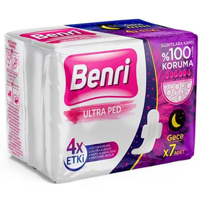 Benri Hijyenik Ped Gece 7'li - Gratis
