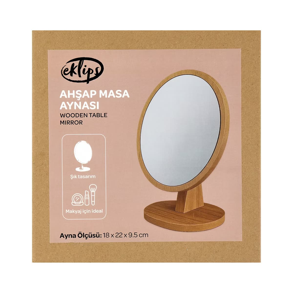 Eklips Ahşap Masa Aynası Yuvarlak - Gratis 2