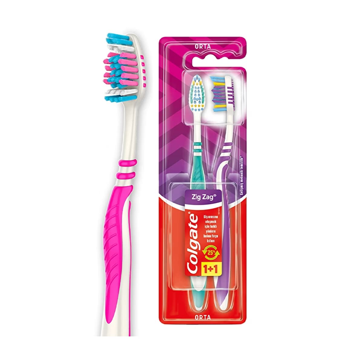 Colgate Zig Zag Diş Fırçası 1+1 (Orta) - Gratis 2
