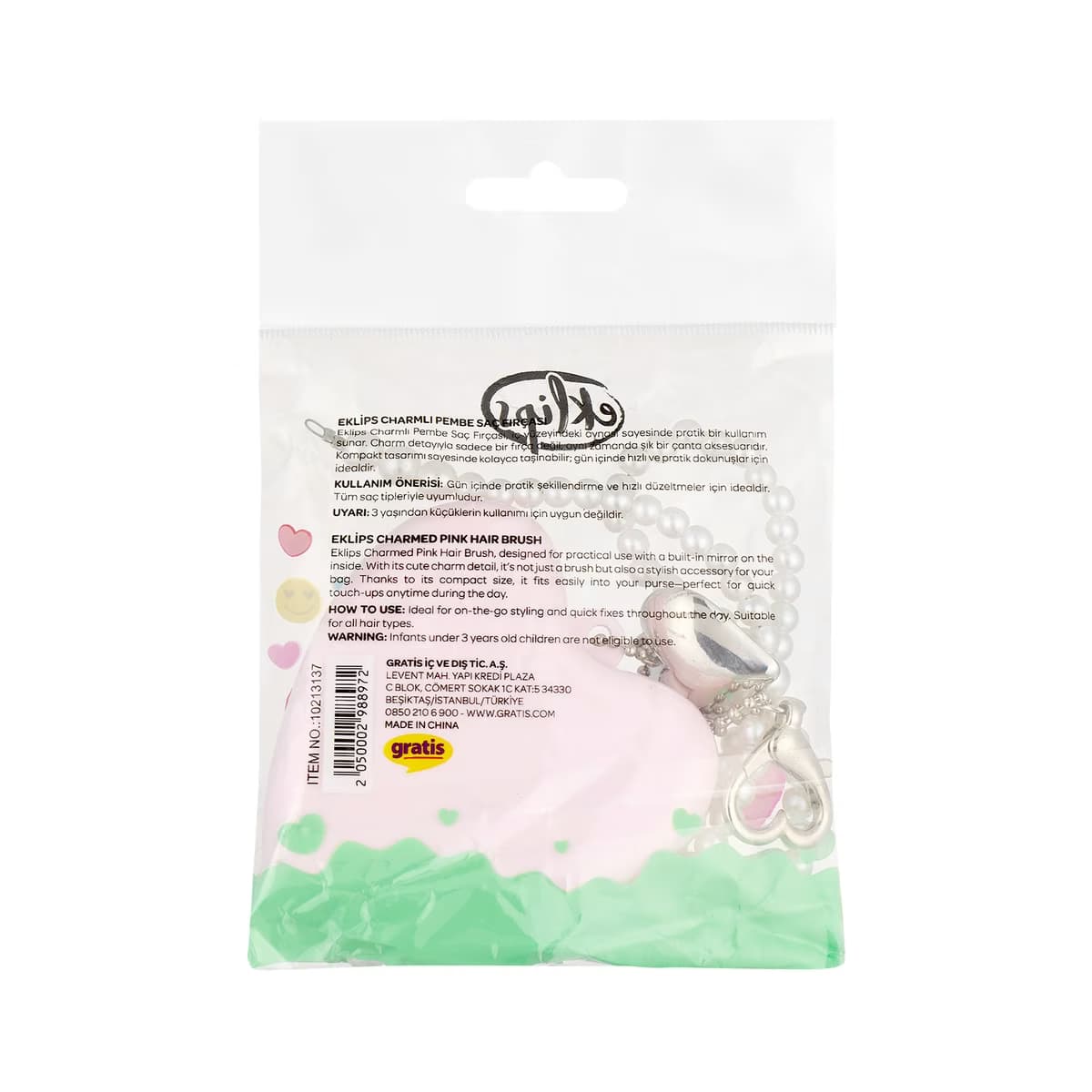 Eklips Charmlı Pembe Saç Fırçası - Gratis 4