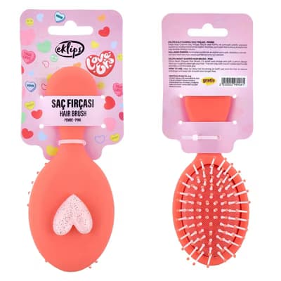 Eklips Kalp Charmlı Pembe Saç Fırçası - Gratis