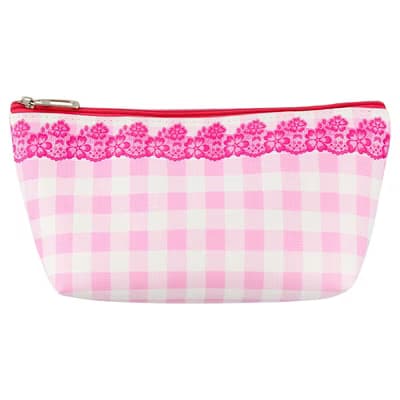 Eklips Pembe Ekose Makyaj Çantası - Gratis