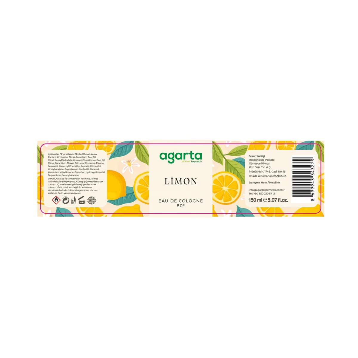 Agarta Limon Kolonyası 150 ml - Gratis 2