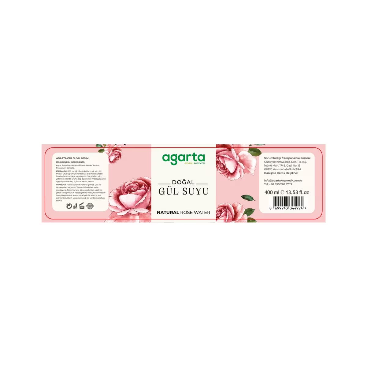 Agarta Doğal Gül Suyu 400 ml - Gratis 2