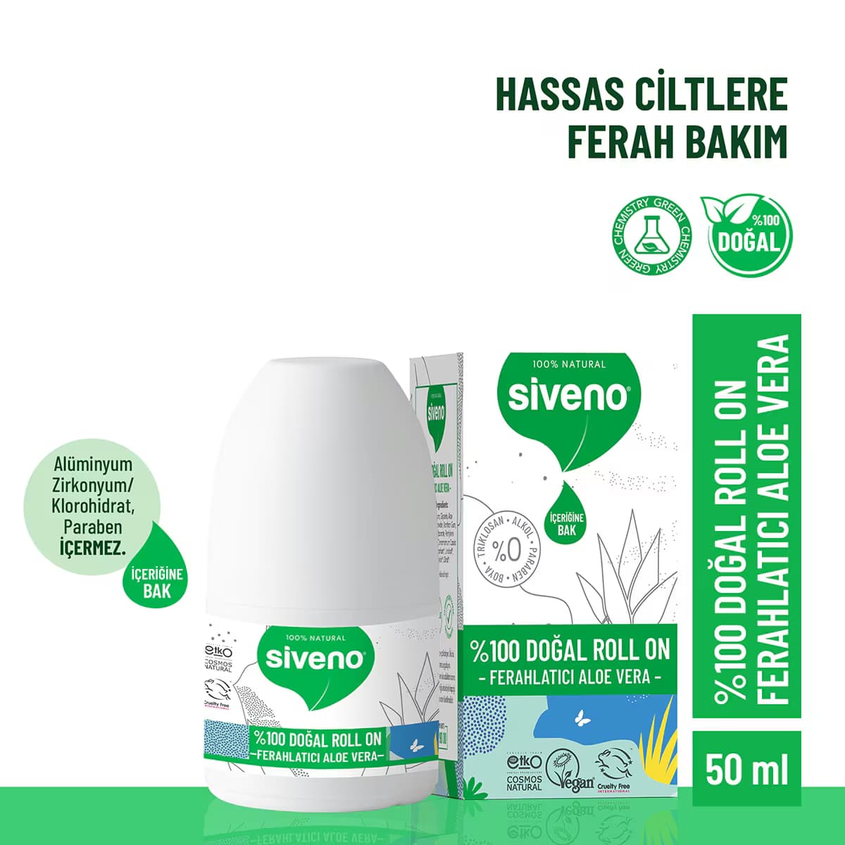Siveno Doğal Roll On Aleovera 50 ml 2