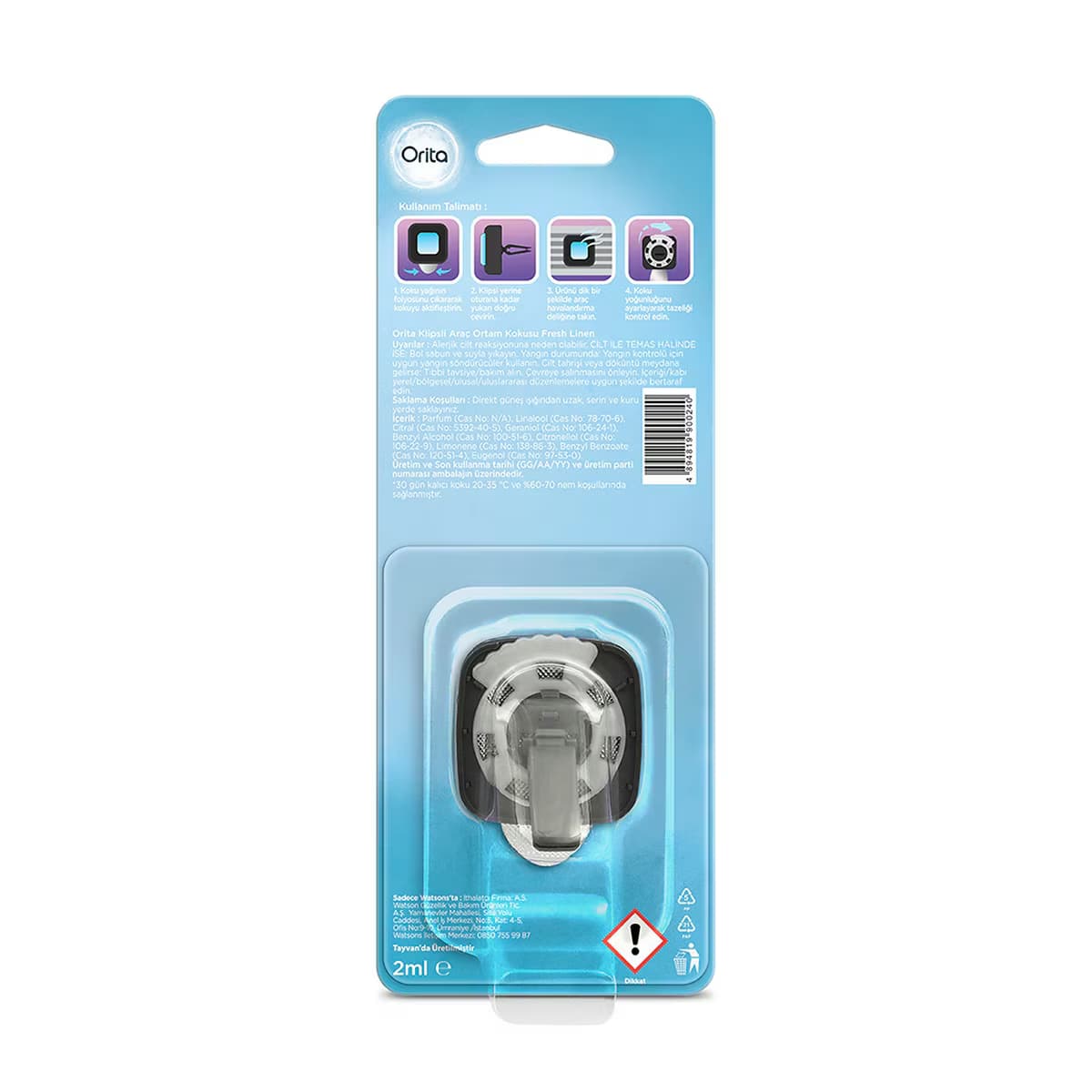 Orita Klipsli Araç Kokusu Fresh Linen 2 ml 2