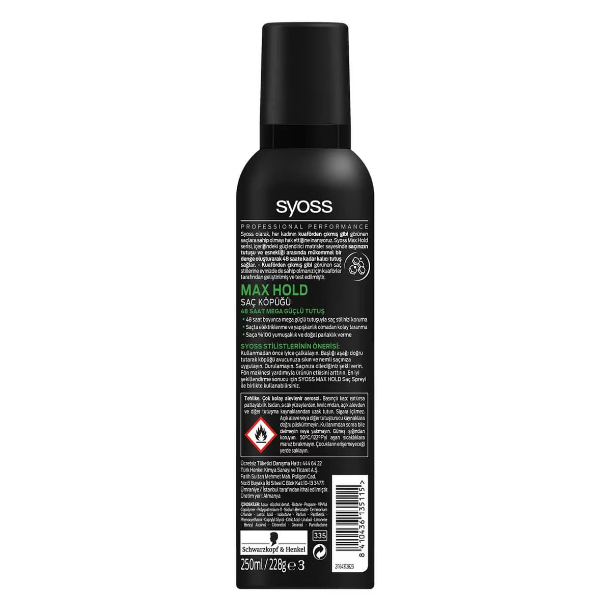 Syoss Saç Köpüğü Maksimum Tutuş 250 ml 2