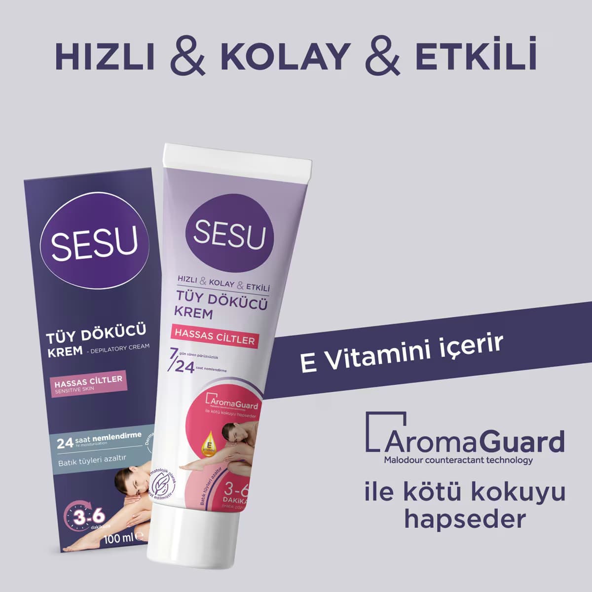 Sesu Tüy Dökücü Krem Hassas Ciltler 100 gr 3