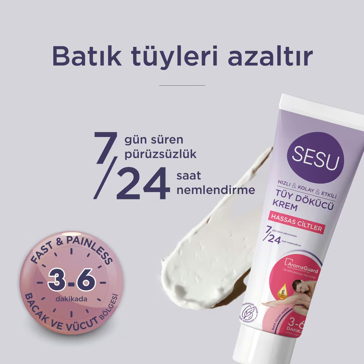 Sesu Tüy Dökücü Krem Hassas Ciltler 100 gr 5