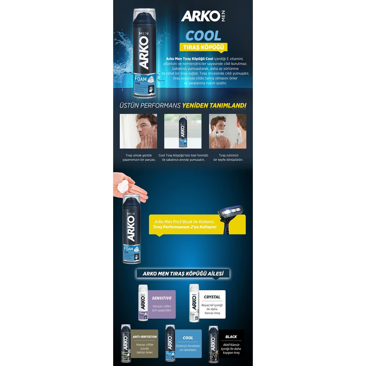 Arko Men Tıraş Köpüğü Cool 200 ml - Gratis 2