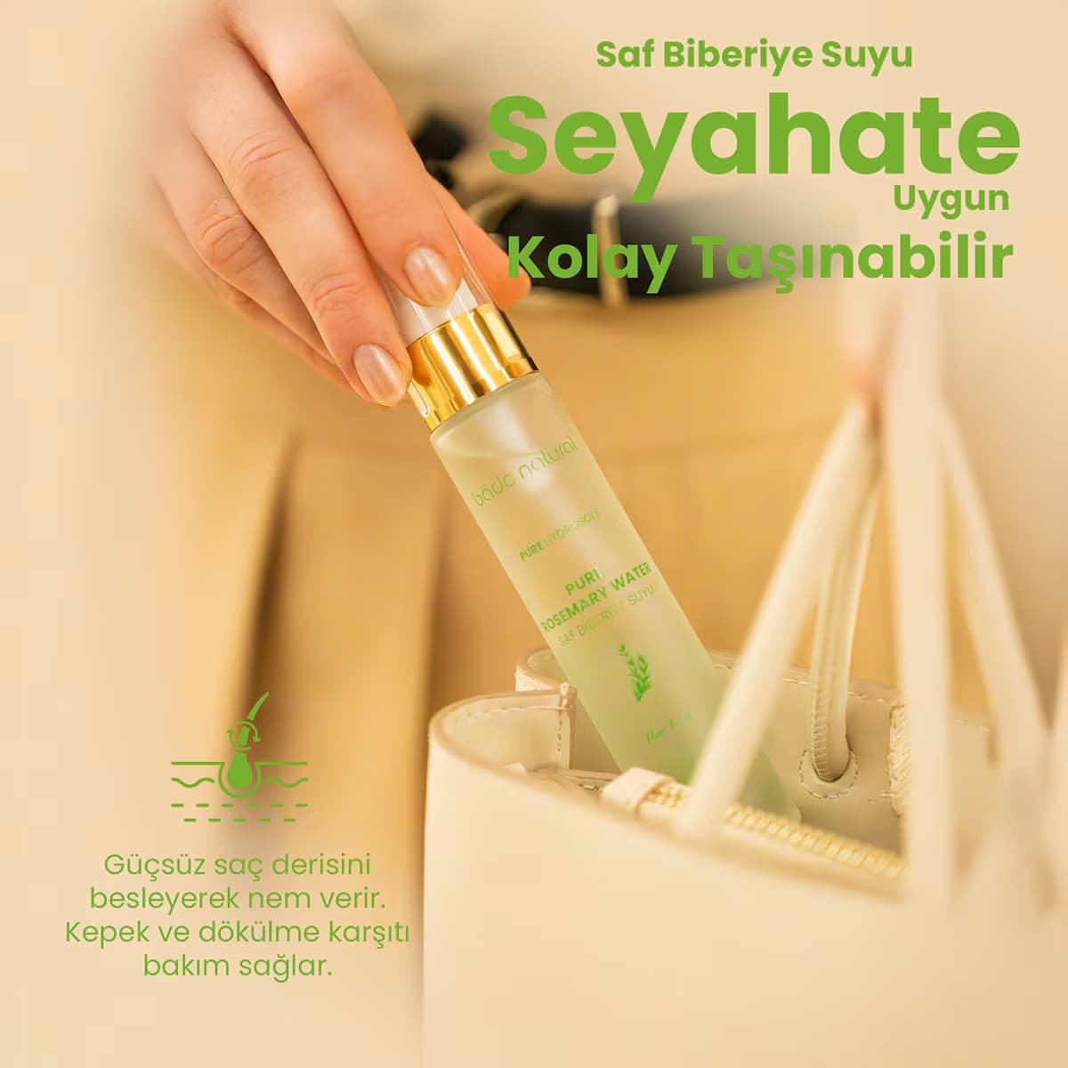Bade Natural Saç Toniği Biberiye Suyu 30 ml 2