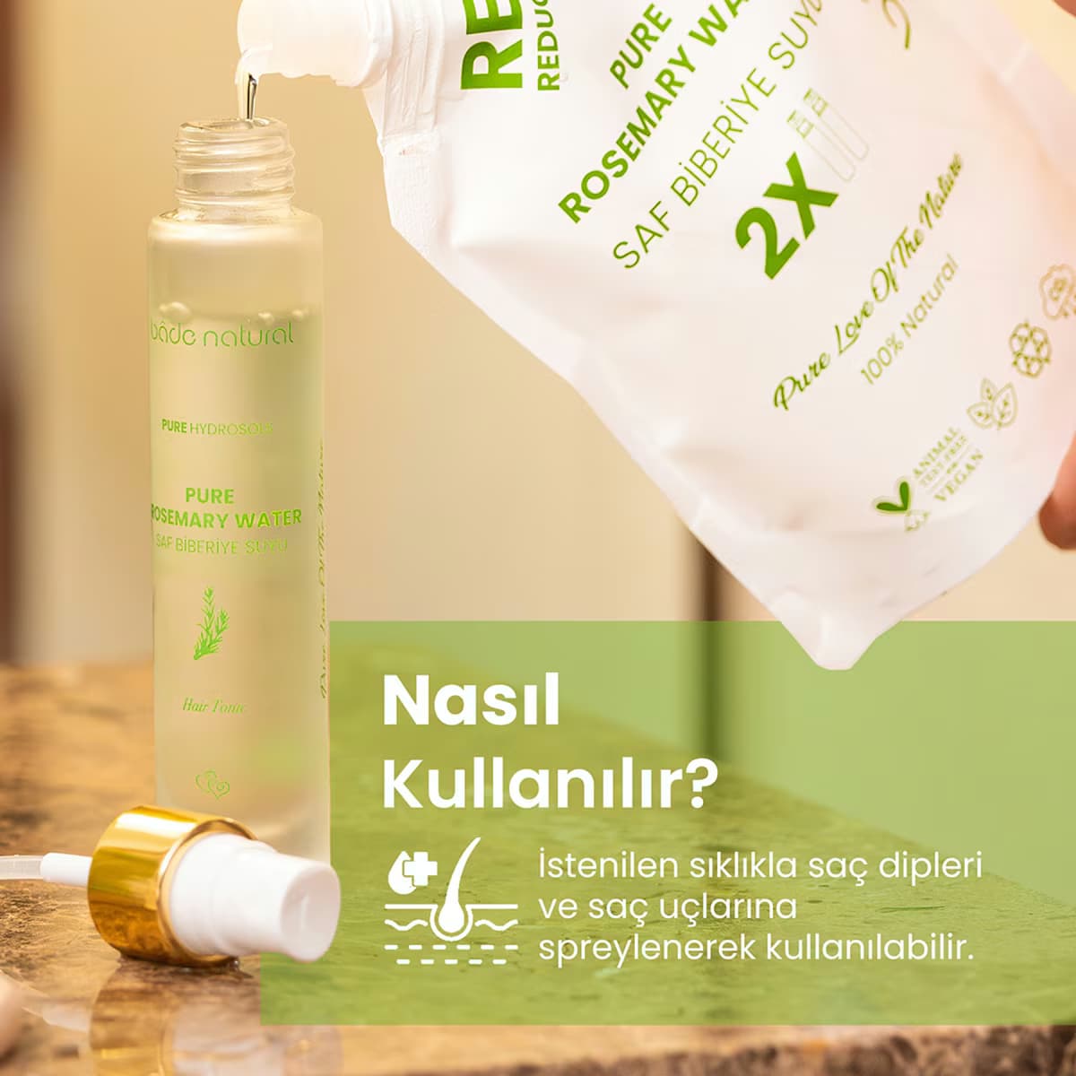 Bade Natural Saç Toniği Biberiye Suyu 30 ml 5