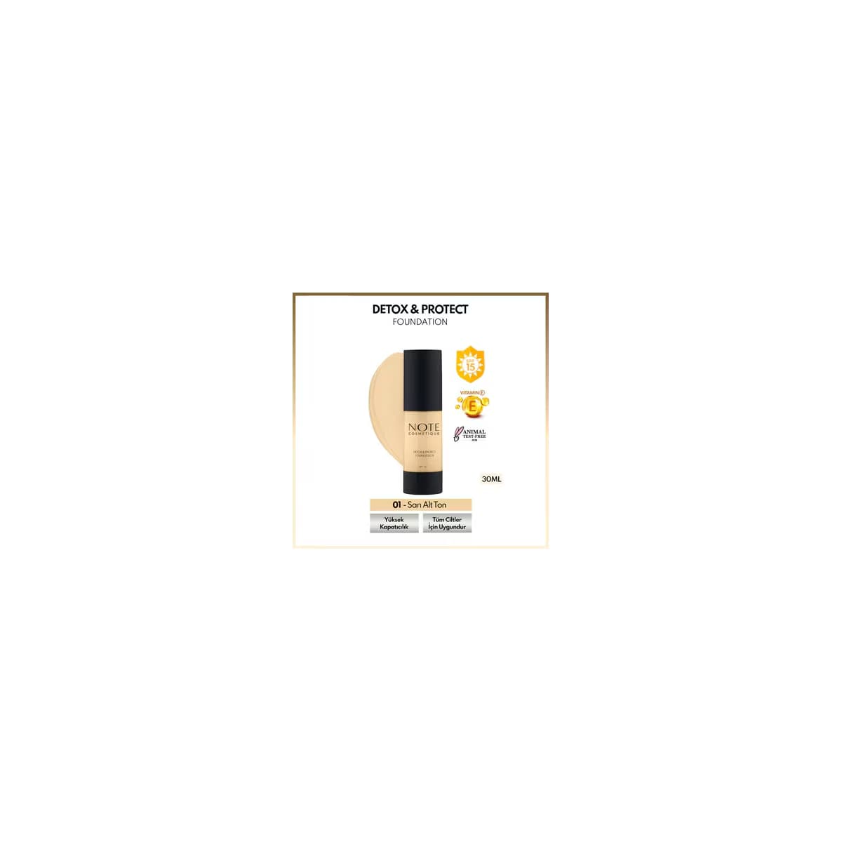 Note Detox Protect Fondöten No: 01 Beige 3