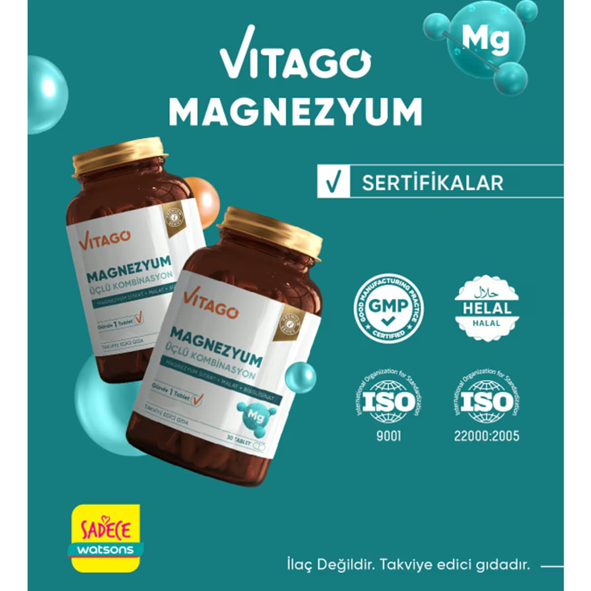 Vitago Magnezyum 3'lü Etki Tablet 30'lu 4