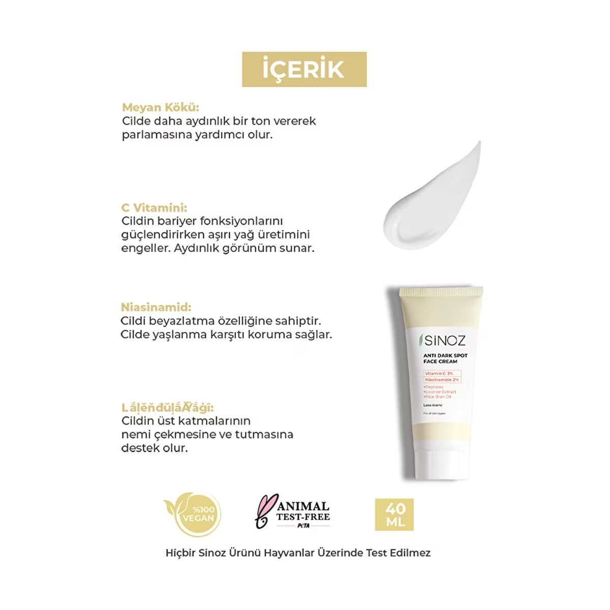 Sinoz Leke Kremi 40 ml - Gratis 4