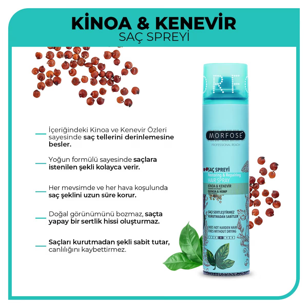 Morfose Saç Spreyi Kinoa&Kenevir 250 ml 3