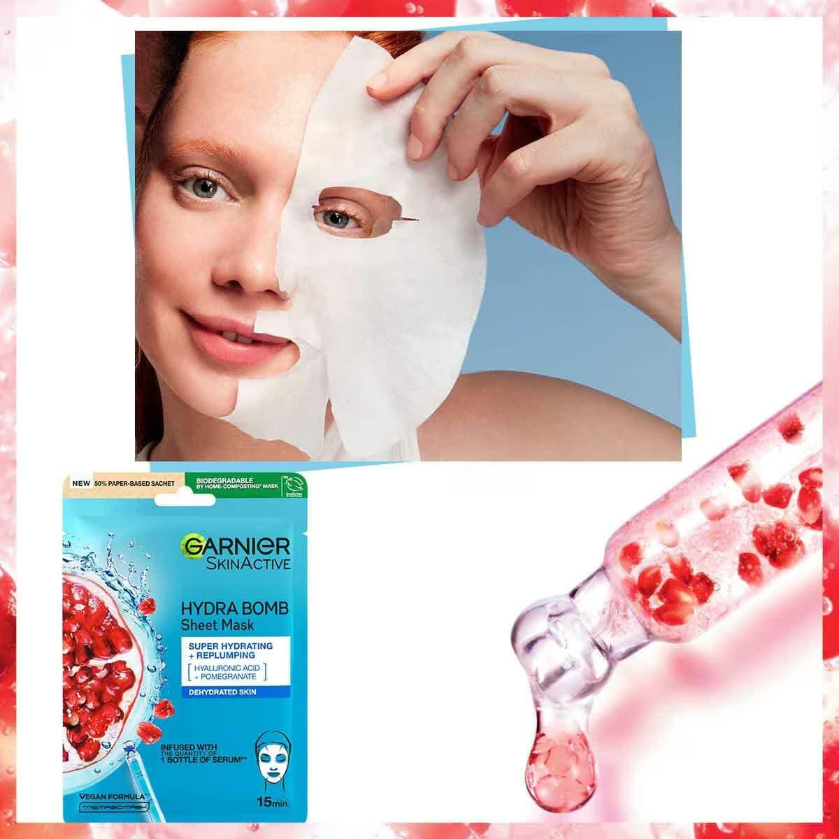 Garnier Nem Bombası Kağıt Maske Nar Özü 4